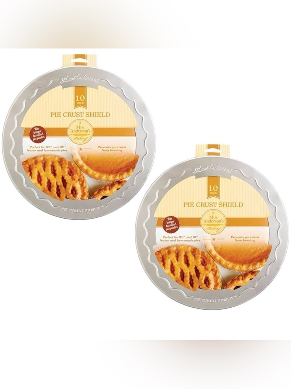 Mrs Andersons Baking Pie Crust Protector Set Of 2 Fits 9.5” & 10” Pie Plates